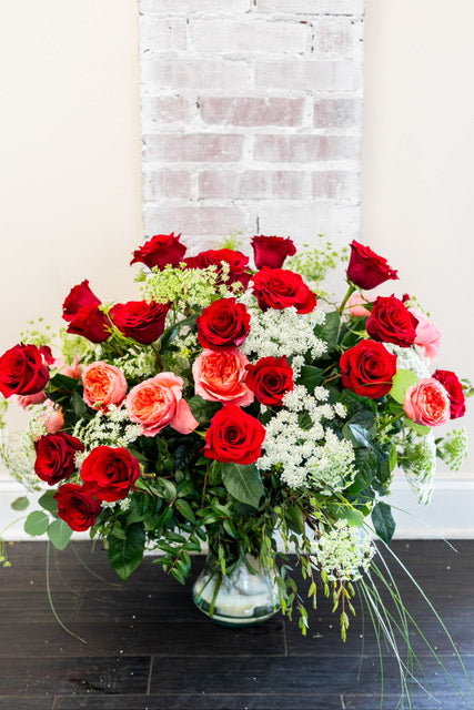 Three Dozen Pink and Red Roses